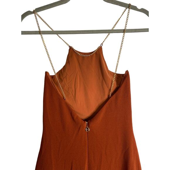 Revolve Nookie Floor Length Lexi Chain Gown Dress Sleeveless Rust Size Medium - Picture 10 of 14